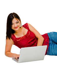 Naklejka premium Asian woman using a laptop