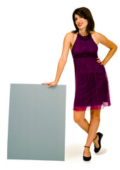 Beautiful woman showing placard