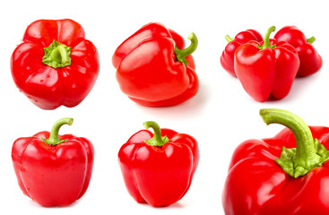 red peppers on white collage