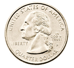 Close-up of us quarter dollar