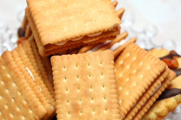 Closeup cookie biscuits on the table