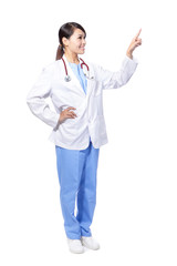 medical doctor woman point finger