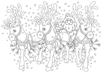 Santa Claus carrying Christmas gifts in his sleigh