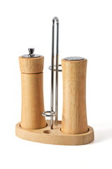 Salt and pepper shakers on the white background