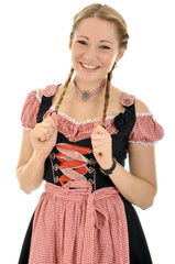 Junge Frau im Dirndl lacht