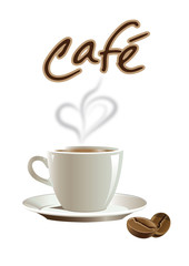 Kaffeetasse mit Herz und Bohne