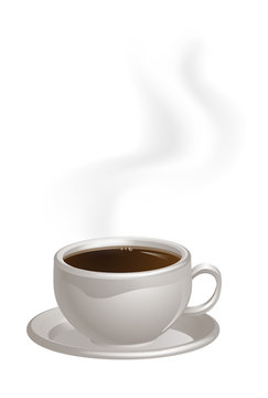 Steaming Coffee Cup on Saucer