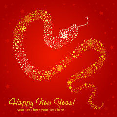 Stylized chinese New Year card of Snake made of snowflakes - 46840649