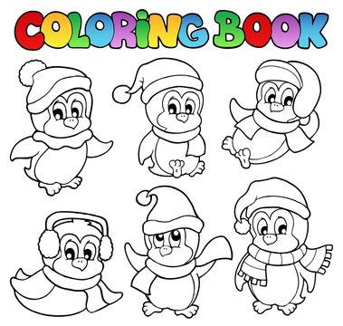 Coloring book cute penguins 3