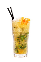 yellow cocktail with tangerine