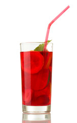 sangria in glass, isolated on white