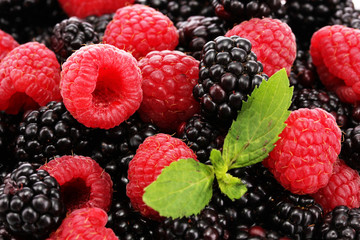 background of beautiful berries with leaves