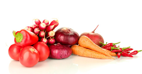 fresh red vegetables isolated on white