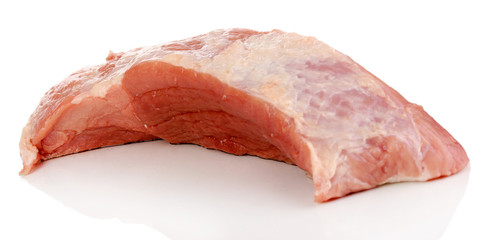 A large piece of pork isolated on white
