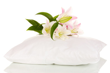 Fototapeta na wymiar piękna lilia na poduszce na białym