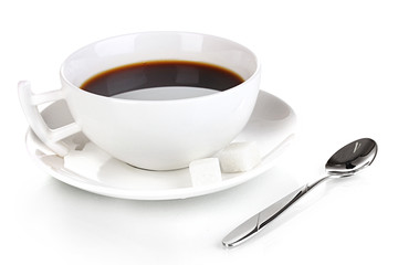 A cup of strong coffee isolated on white