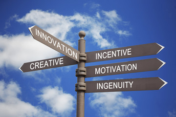 Direction sign in business