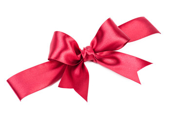 big red bow made from silk ribbon