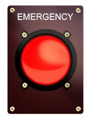 Emergency stop button on a white background
