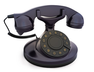 Retro vintage telephone on a white background