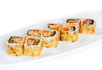 Sushi (Roll Kazuma) on a white background