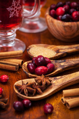 Preparing cranberry hot mulled wine