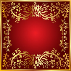 abstract golden frame with floral