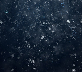 Falling snowflakes and stars
