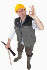 Builder stood with his axe