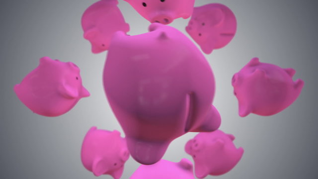 Pink Piggy Bank 3D Render