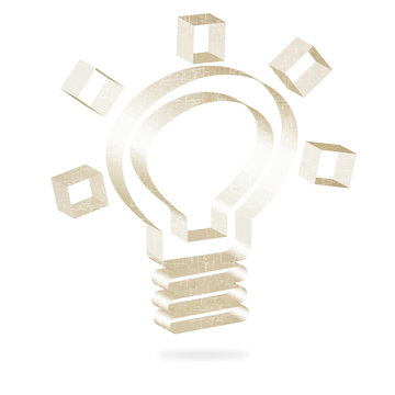Bulb light icon of old paper