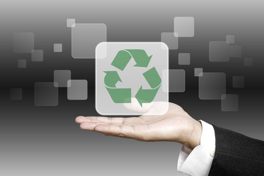 Selected button icons on business hand