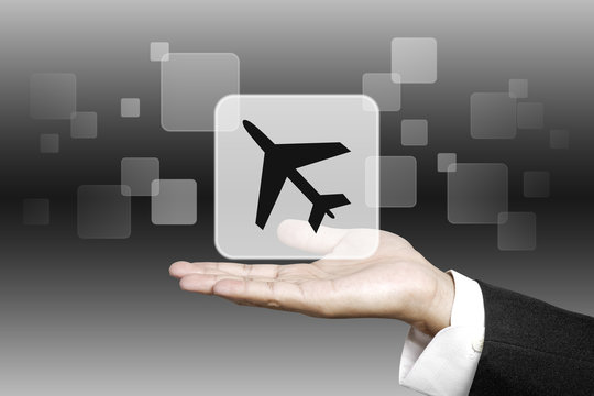 Selected button icons on business hand