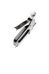 Industrial black stapler gun isolated on white background.