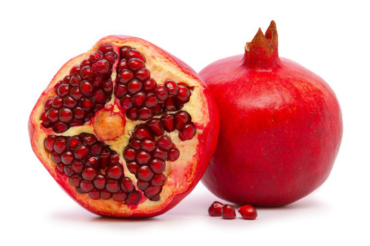 Red pomegranate on white background 