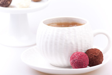 chocolate truffles and coffee