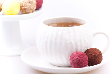 chocolate truffles and coffee