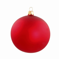 Red christmas ball toy on white background