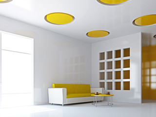 The livingroom with yellow sofa