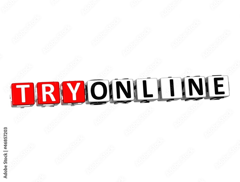 Poster 3d try online button click here block text