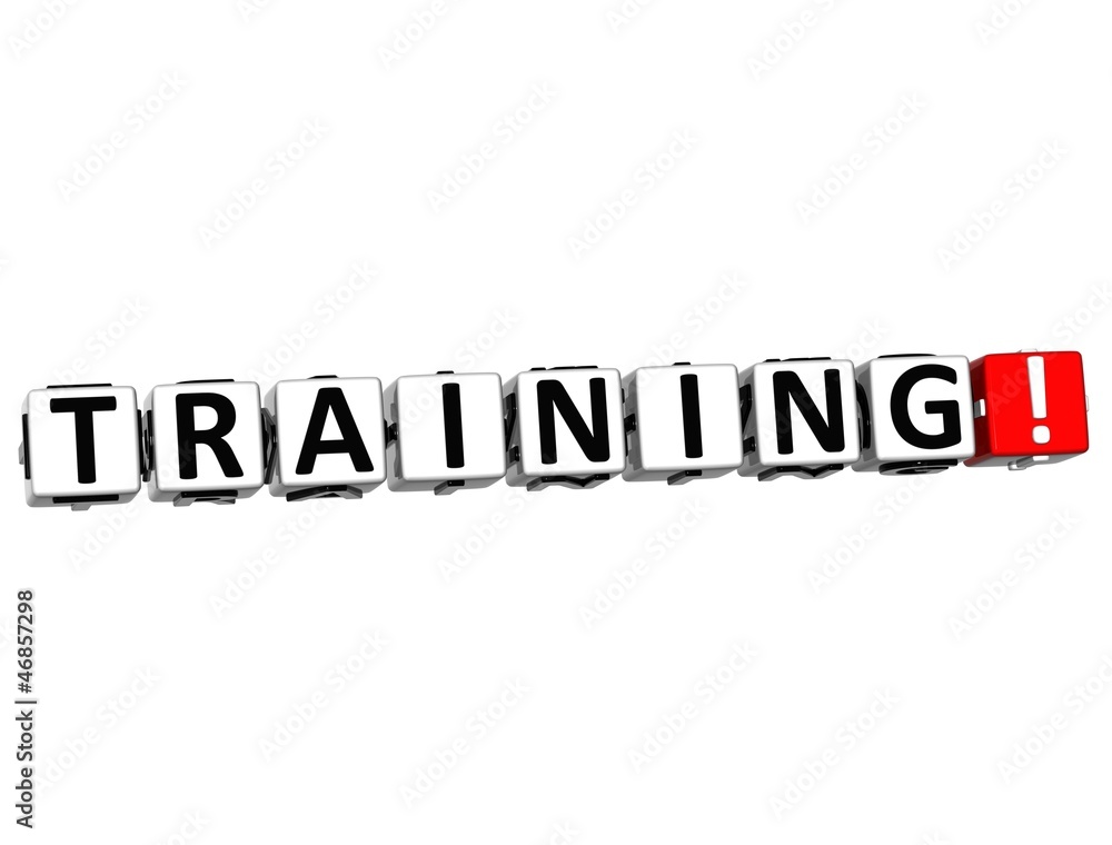 Poster 3d training button click here block text