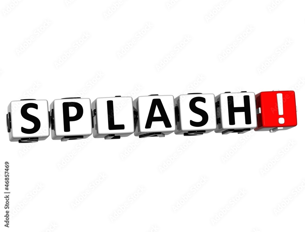 Poster 3d splash button click here block text