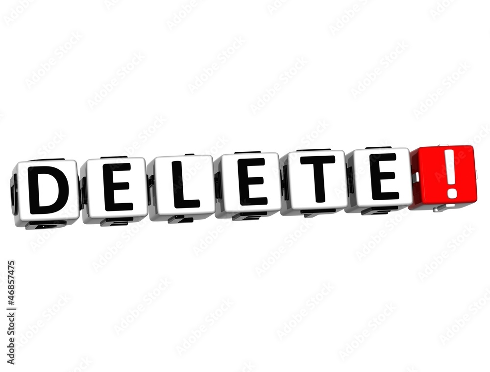 Poster 3d delete button click here block text