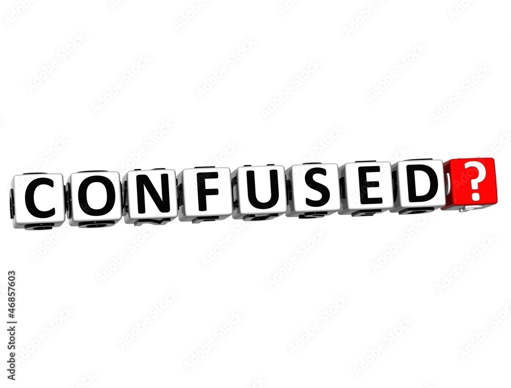 Aufkleber 3d confused button click here block text