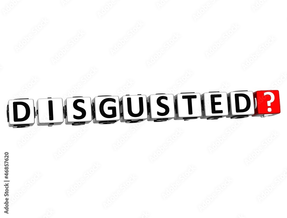 Aufkleber 3d disgusted button click here block text