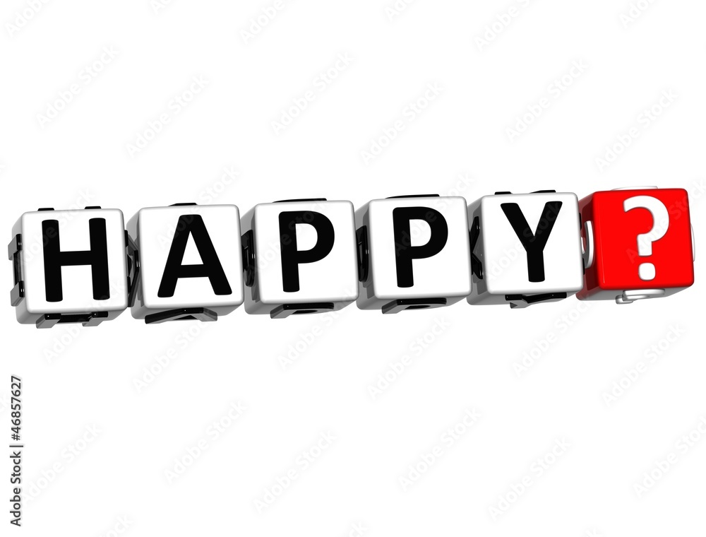 Aufkleber 3d happy button click here block text