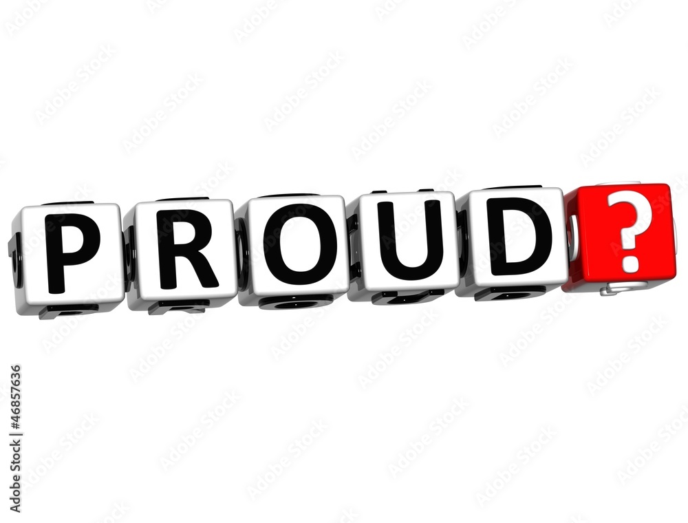 Poster 3d proud button click here block text
