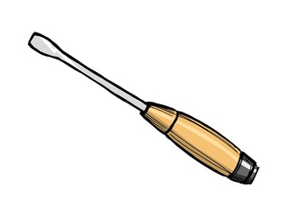 Hand drawn illustration of a screwdriver on white