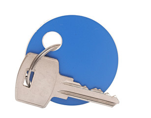 key with a tag on a white background