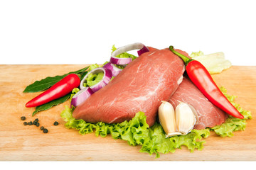 raw meat on the cutting board